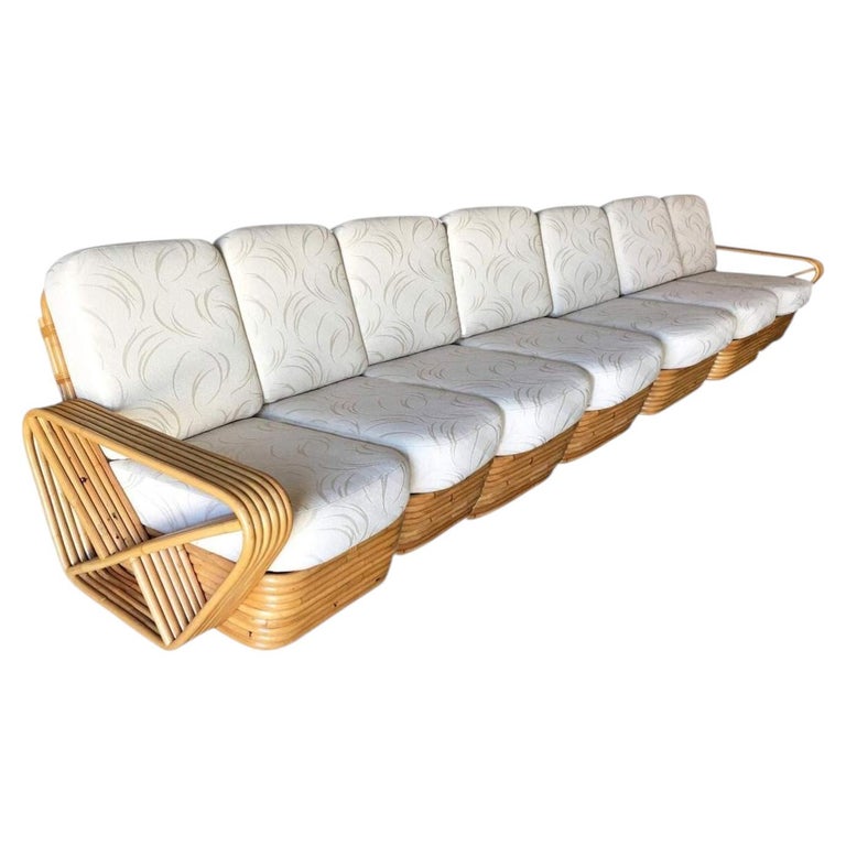 Restored Art Deco Six-Strand Square Pretzel Seven-Seat Sectional Sofa