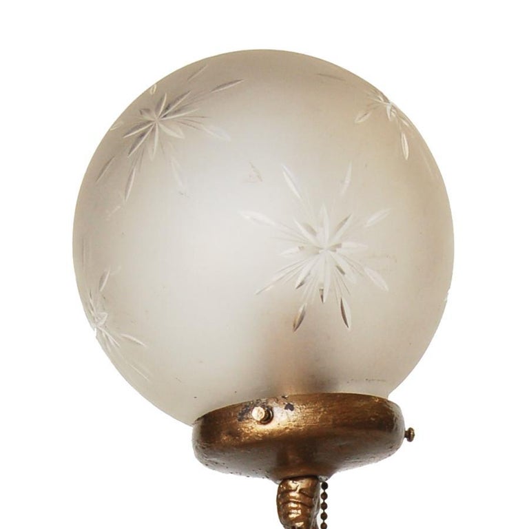 Gold-Tone Nude Grecian Female Spelter Lamp with Cut Crystal Globe