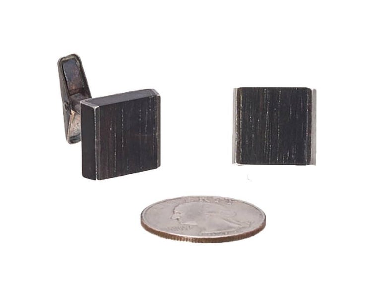 Allan Adler Sterling and Ebony Modernist Cufflinks, circa 1963