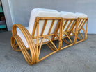 Rare "S Arm" 3-Strand Rattan Sofa and Lounge Chair Living Room Set