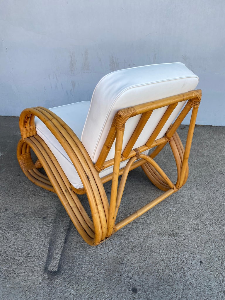 Rare "S Arm" 3-Strand Rattan Sofa and Lounge Chair Living Room Set
