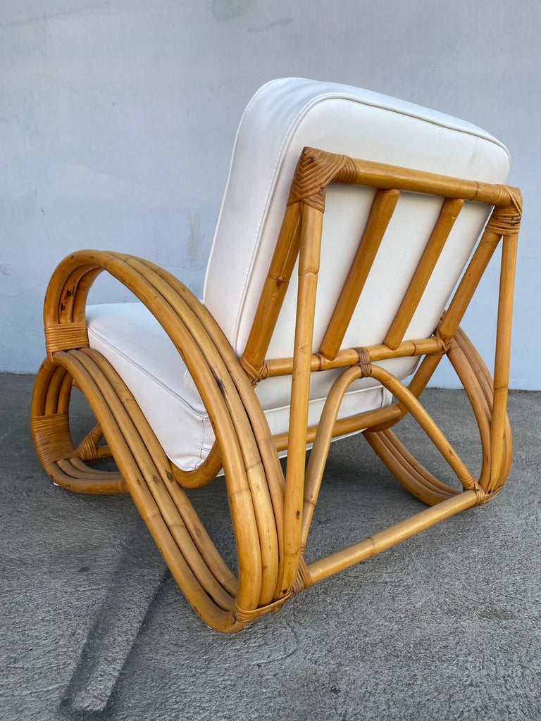 Rare "S Arm" 3-Strand Rattan Sofa and Lounge Chair Living Room Set