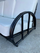 Restored Black Two-Strand "Half Moon" Rattan 3-Seat Sofa