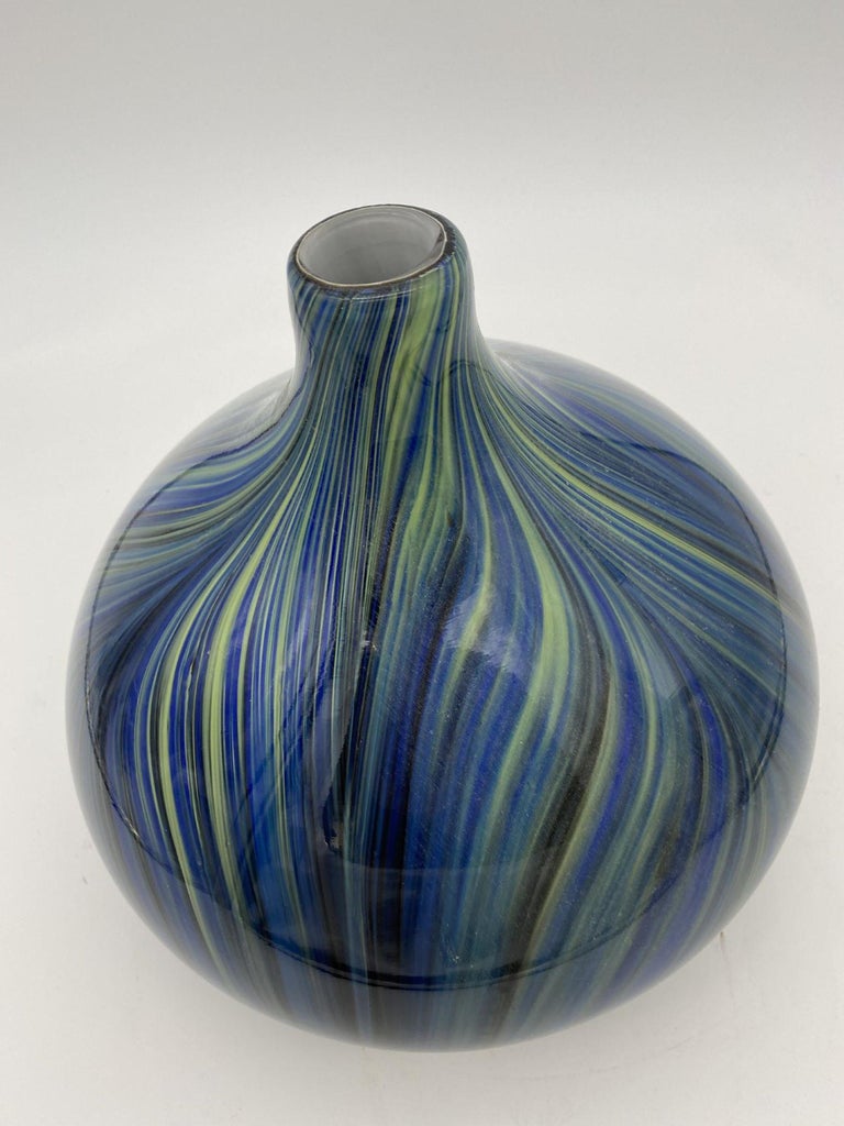 Mid-Century Handblown Swirl Murano Glass Vase