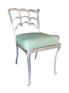 Art Deco Silver Tone Casted Aluminum Spiderweb Side Chair, Pair