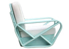 Restored pair Teal Square Pretzel Stacked Rattan Lounge Chairs Style of Frankl