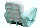 Restored pair Teal Square Pretzel Stacked Rattan Lounge Chairs Style of Frankl